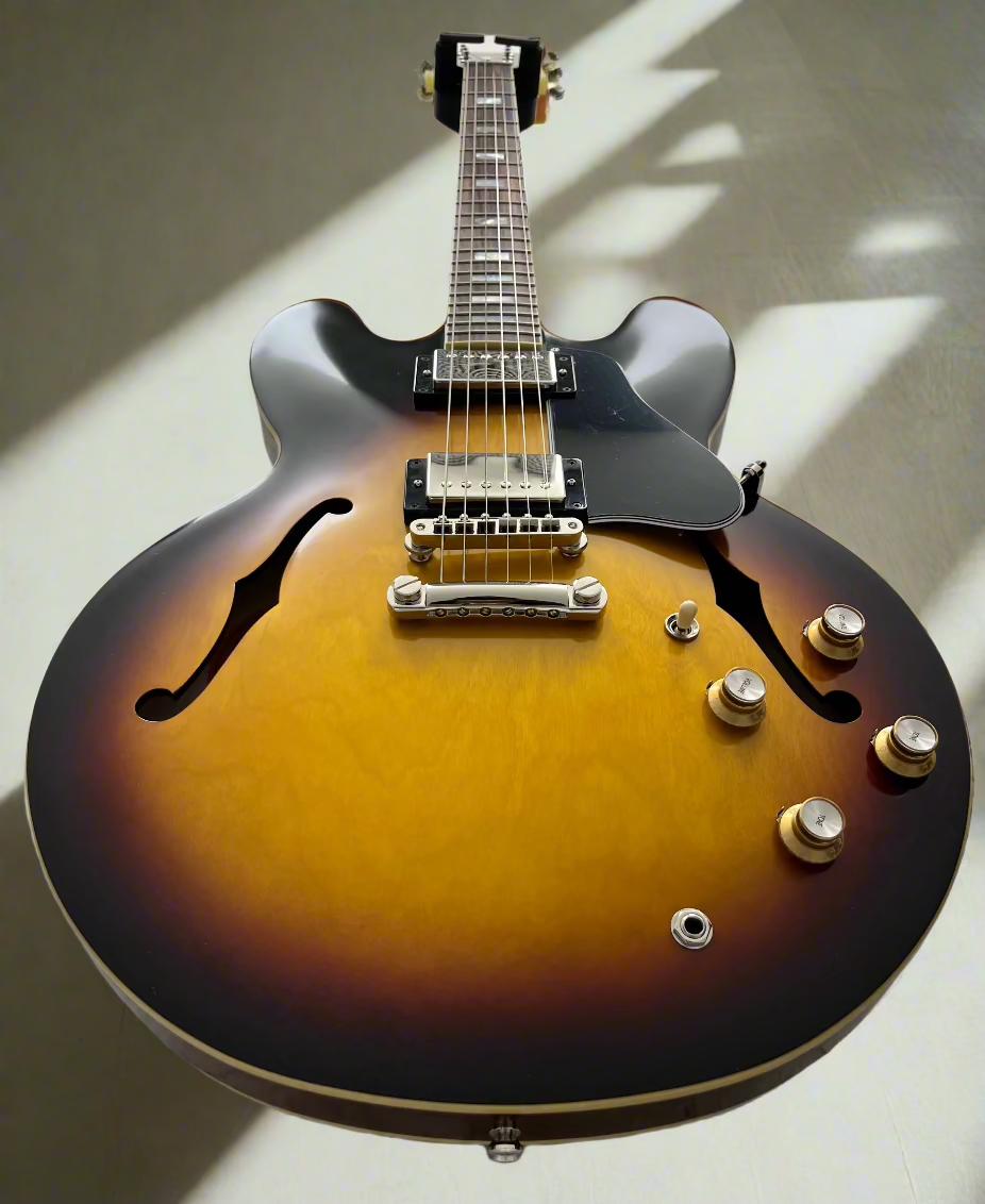 Epiphone 1962 ES-335 Reissue Electric Guitar with Hardshell Case - ES335 Vintage Burst EC335R2VBNH SERIAL NUMBER 24121510496 - 8.2 LBS