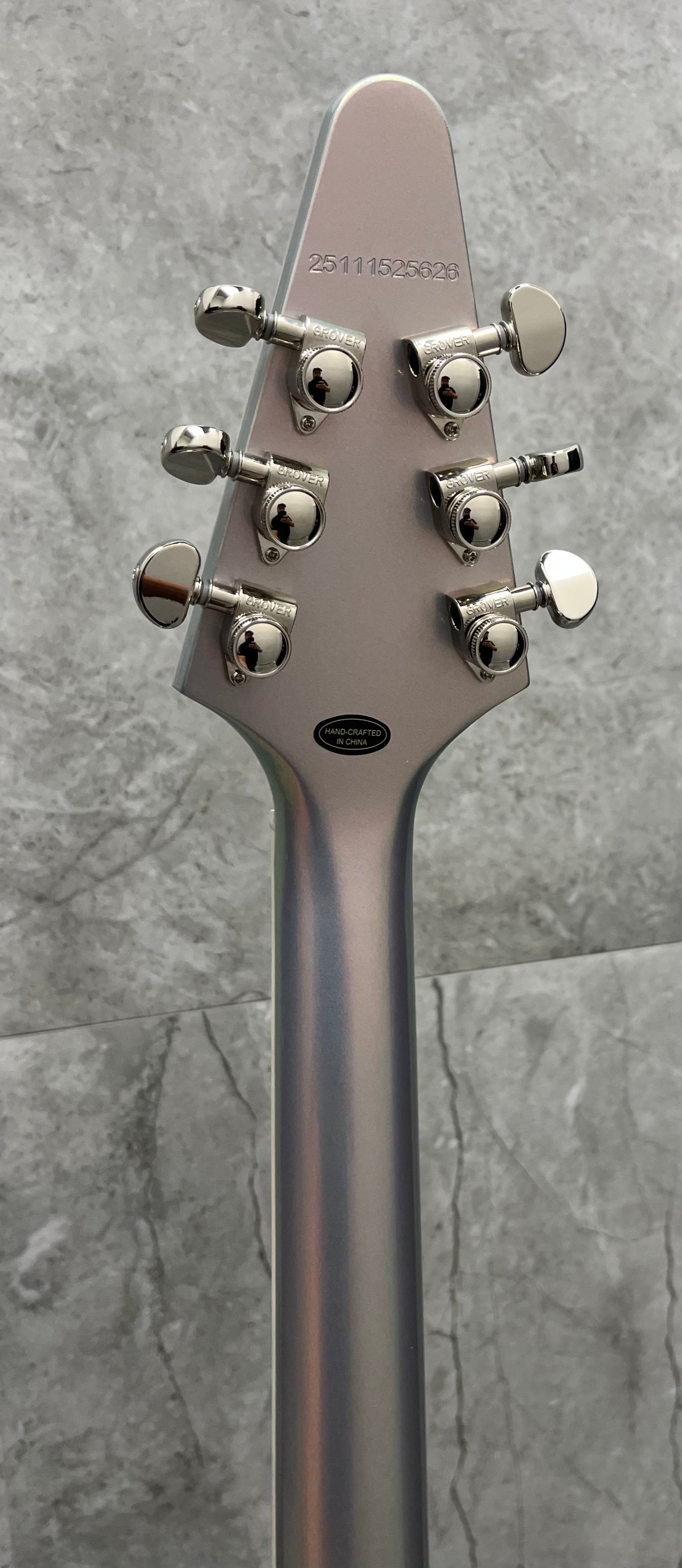 Epiphone Futura Flying V Custom W/ Stainless Steel Frets and Gig Bag Quicksilver Shift EIFFVCQSSNH SERIAL NUMBER 25111525626 - 7 LBS 11 OZ