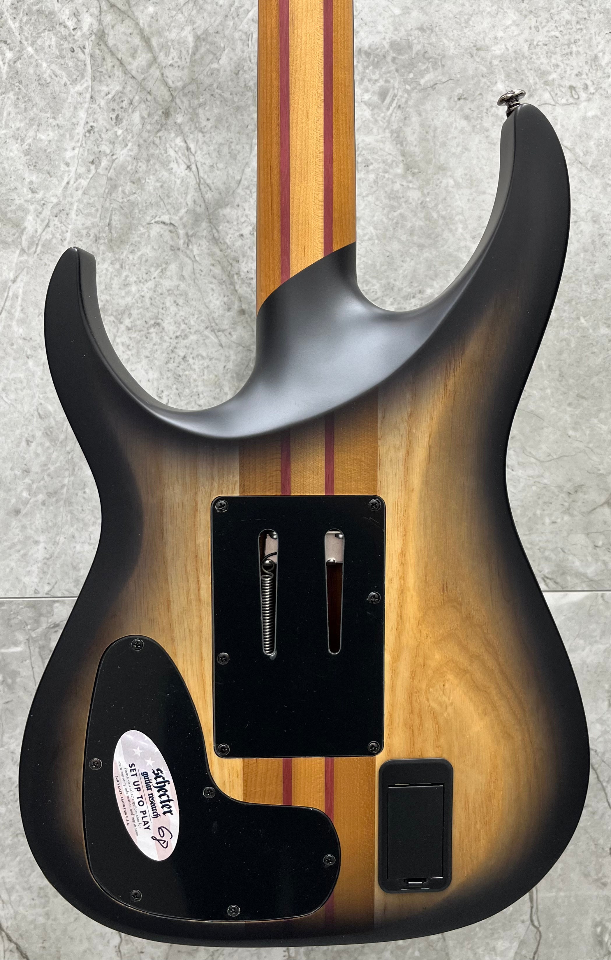 Schecter Banshee Mach 6 FR-S 6 String Electric Guitar w/ Sustainiac Fallout Burst Finish 1411-SHC SERIAL NUMBER W24100618 - 7.8 LBS