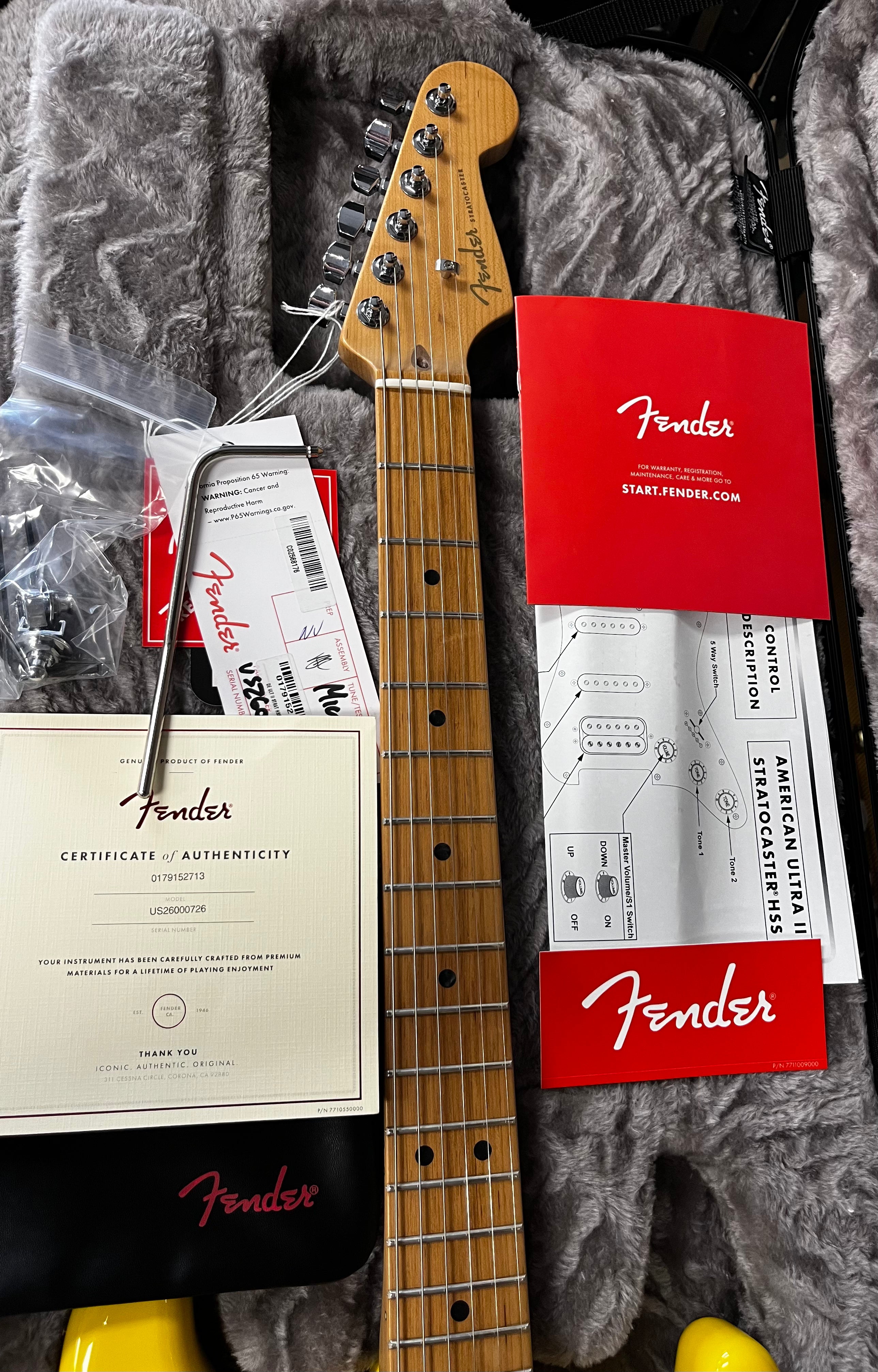 Fender Limited Edition American Ultra II Stratocaster HSS Graffiti Yellow w/Seymour Duncan 0179152713 SERIAL NUMBER US26000726 - 8 LBS 2 OZ