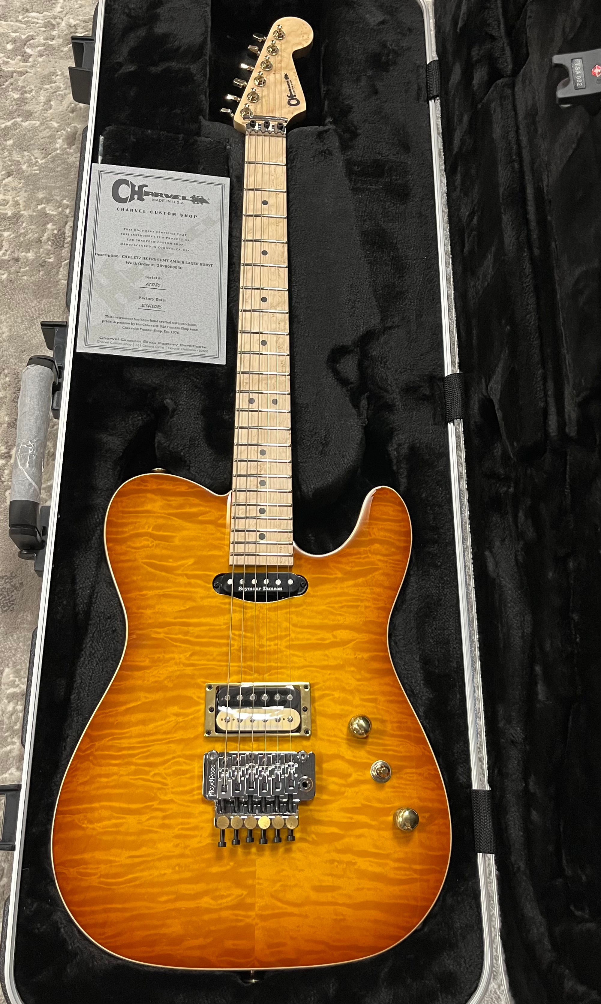 CHARVEL USA CUSTOM SHOP SPECIAL EDITION STYLE 2 HS AMBER LAGER BURST 2898000030 SERIAL NUMBER C18180 - 9.6 LBS