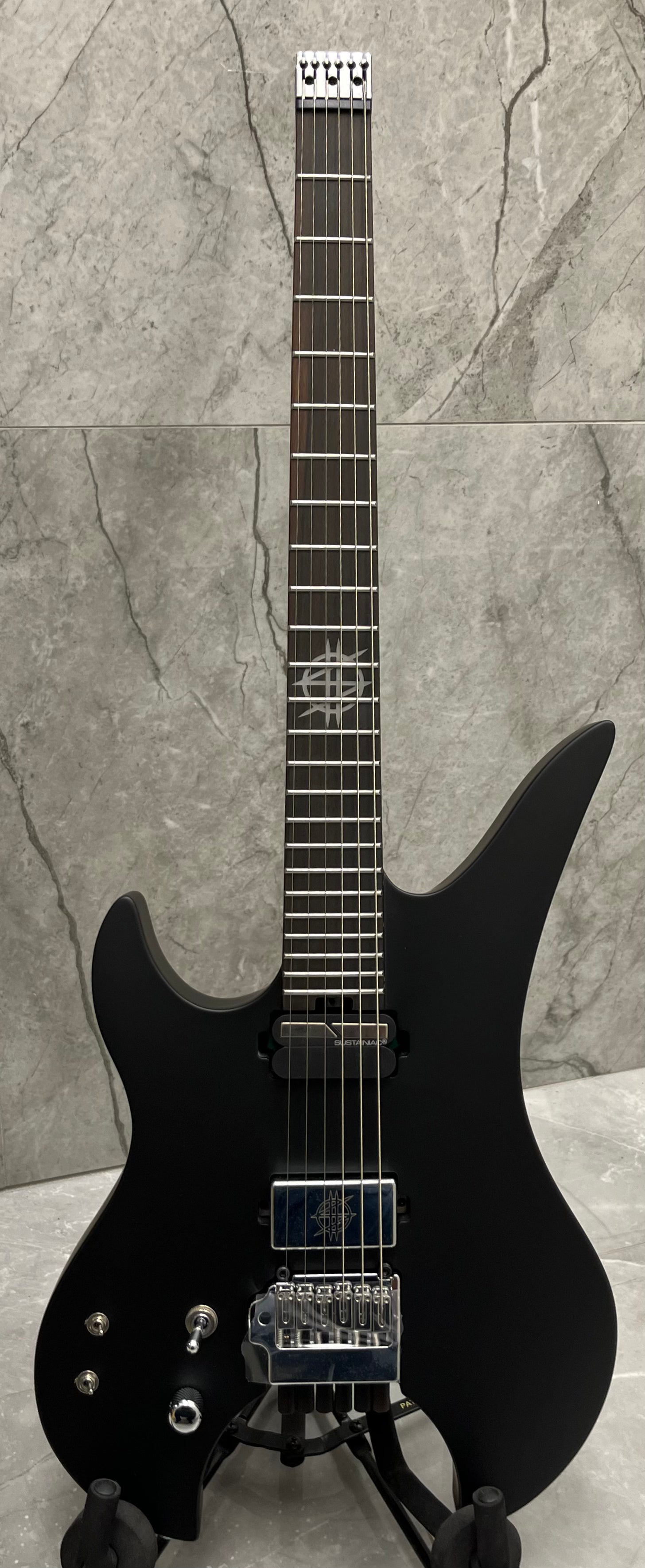 Schecter Synyster Gates Custom 6 TR S W/SUSTAIANIAC Left Handed Headless Electric Guitar, Satin Black 2116-SHC SERIAL NUMBER CI25010092 - 7 LBS 14 OZ