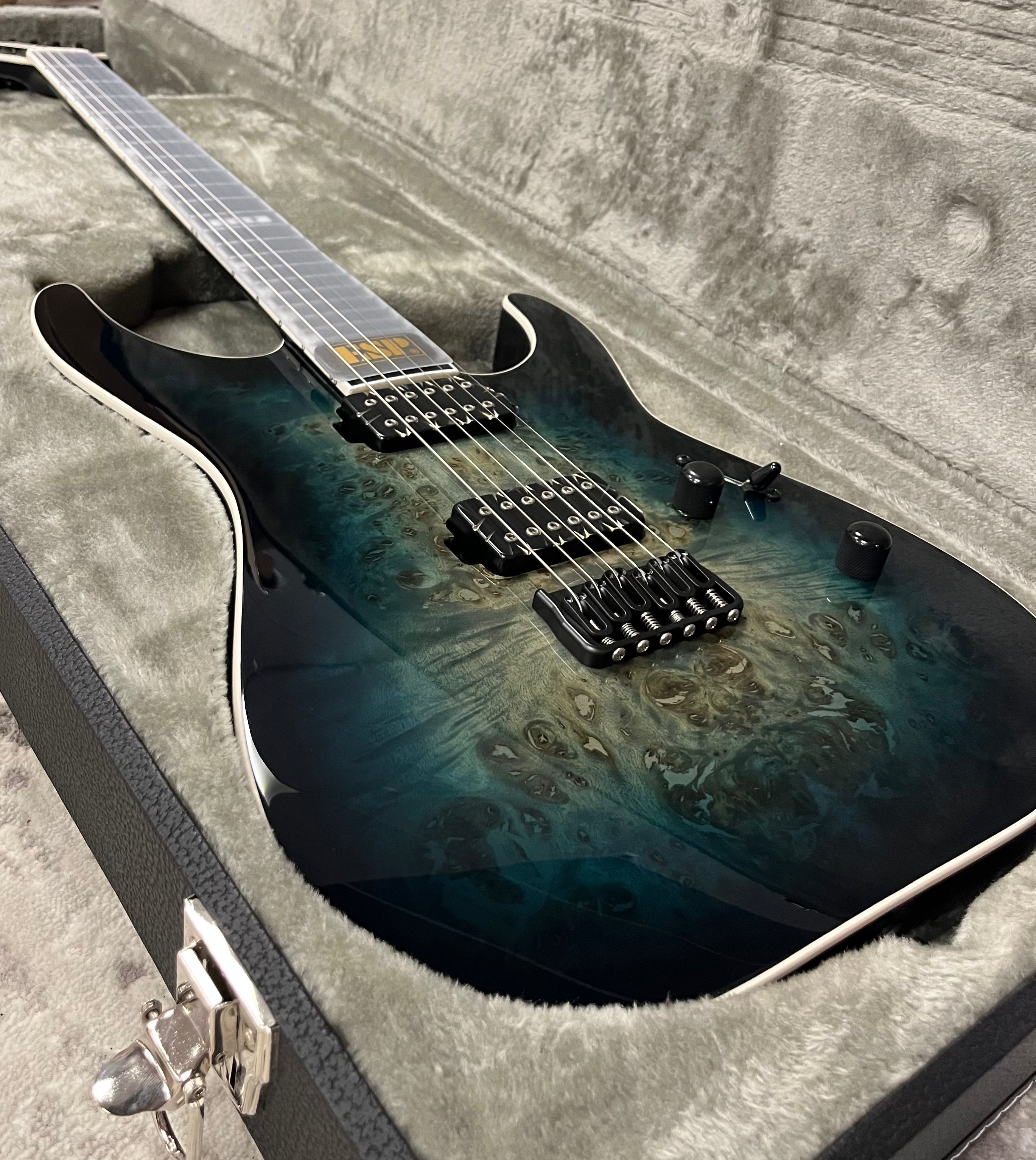 ESP MADE IN JAPAN E-II M-II HT MERCURY BLUE BURST EII MII W/ HARD SHELL CASE EIIMIIHTBMMBLUB SERIAL NUMBER ES6091243 - 8.2LBS