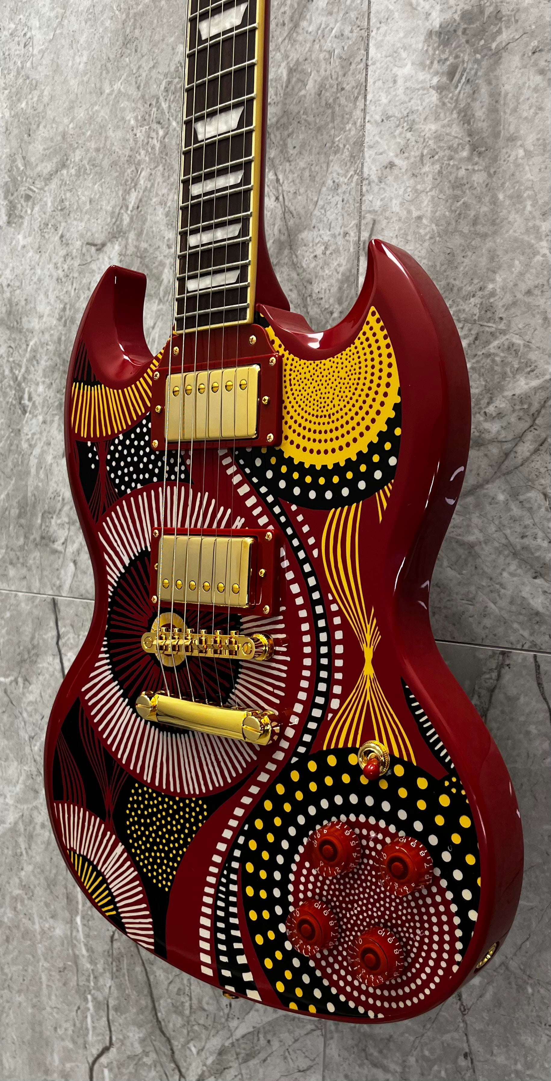 Epiphone Fatoumata Diawara Signature SG EIFDSGMGH W/ HARDSHELL CASE Ember Red with Malian Graphic SERIAL NUMBER 26041526094 - 6 LBS 12 OZ