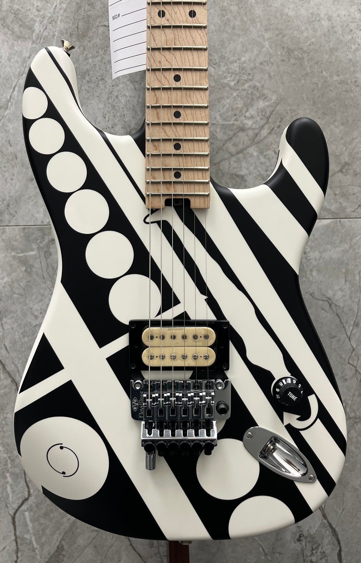 EVH Striped Series Crop Circles Maple Fingerboard Satin White and