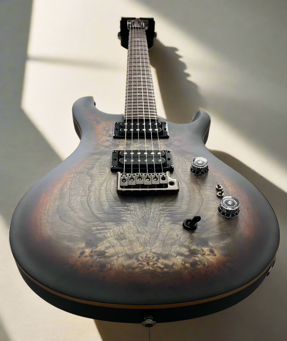 PRS SE Limited Edition Exotic Custom 24-08 Poplar Burl Charcoal Cherry Midnight Burst 114981::CJ: SERIAL NUMBER CTIG097014 - 7.4 LBS