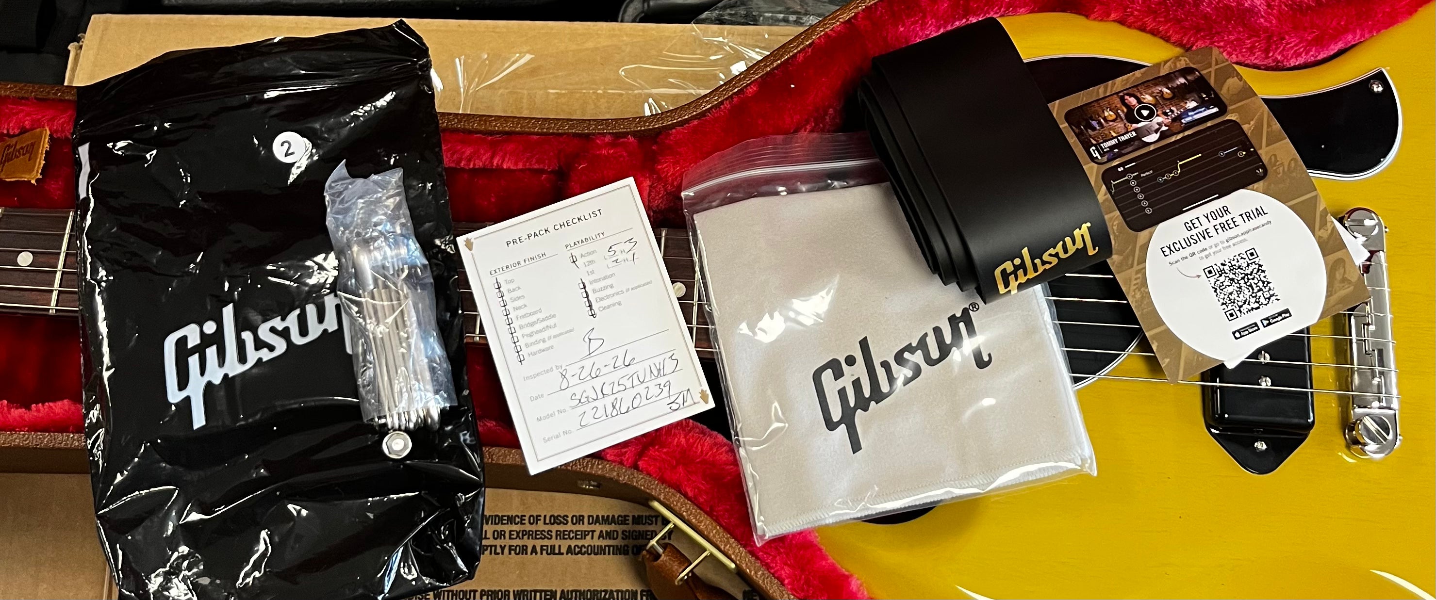 Gibson USA EXCLUSIVE SG Junior TV Yellow W/ HARDSHELL CASE SGJR25TVNH SERIAL NUMBER 221860239 - 5 LBS 15 OZ