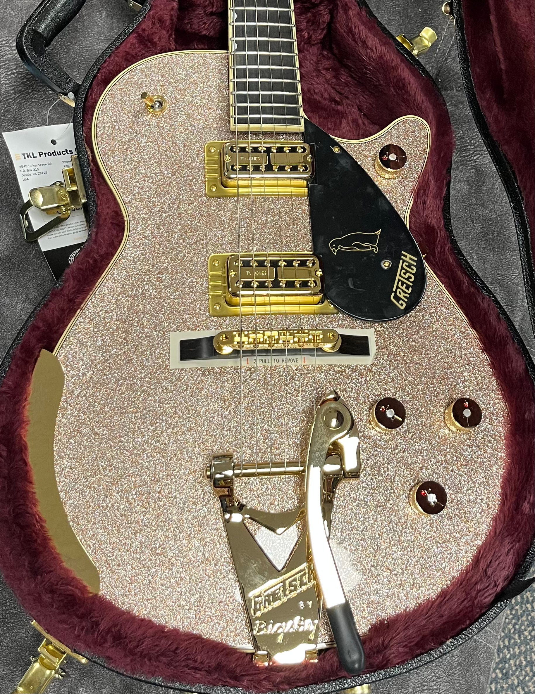 Gretsch MADE IN JAPAN Limited Edition Penguin with String-Thru Bigsby Ebony Fingerboard, Champagne Sparkle 2400585816 SERIAL NUMBER JT25072322 - 8 LBS 14 OZ