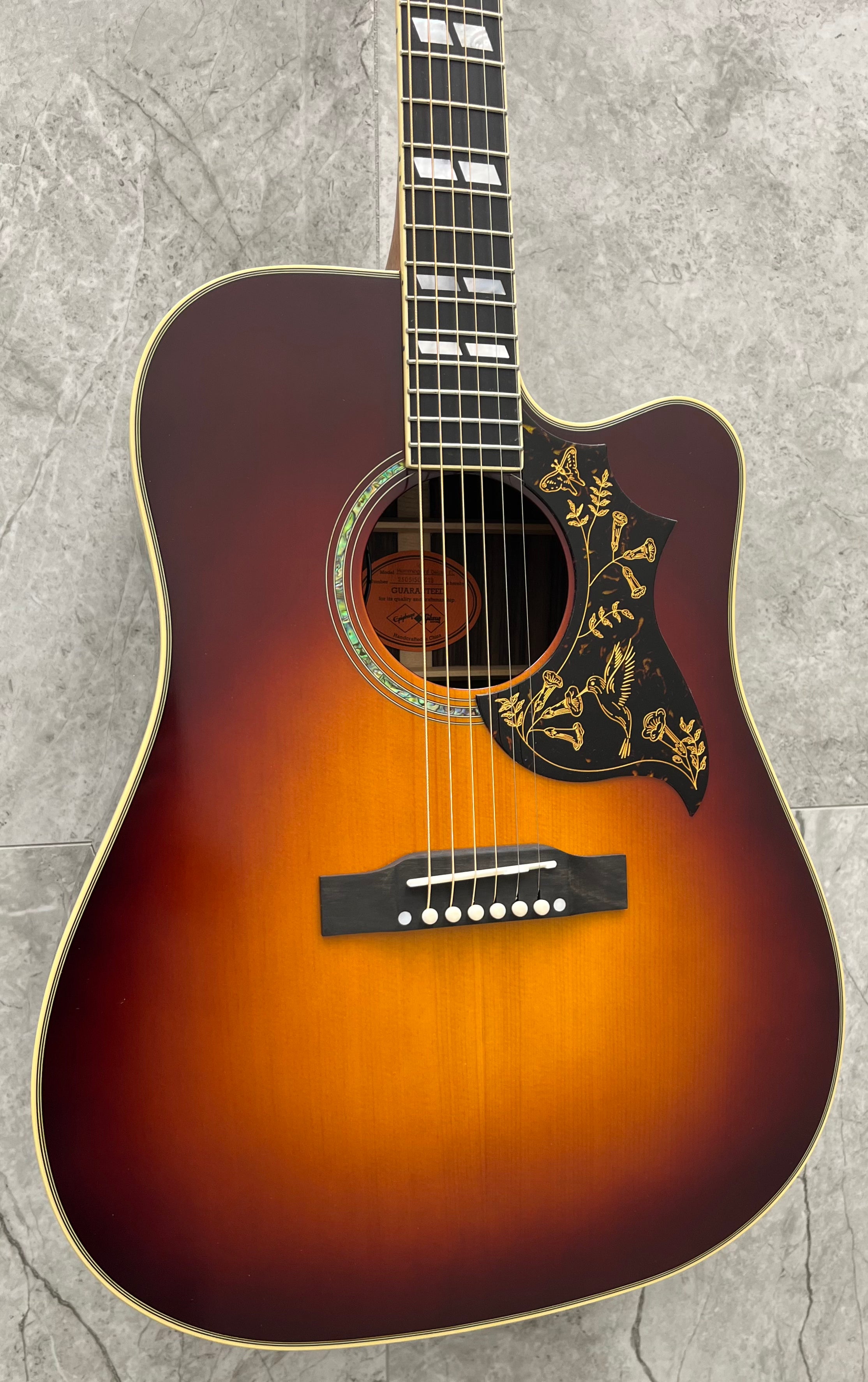 Epiphone Inspired by Gibson Custom Hummingbird Deluxe EC ECHBDECABGH Autumn Burst