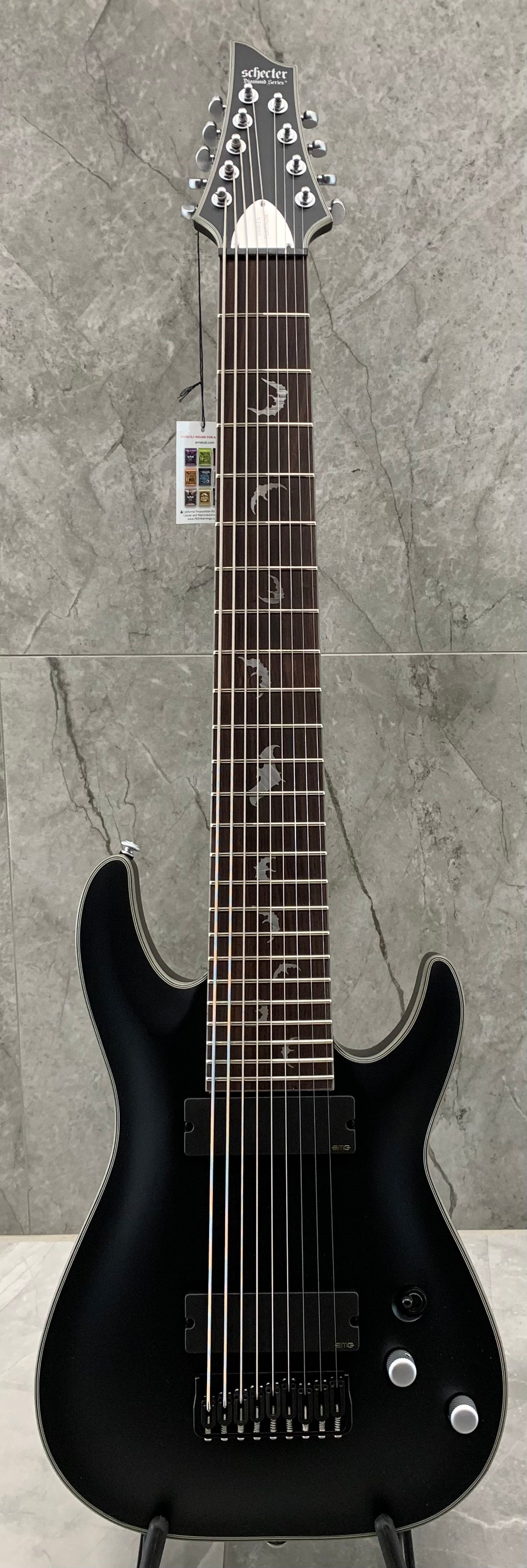 Schecter DAMIEN PLATINUM DAMIEN-PLAT-9-SBK Satin Black 9 String Guitar with EMG 909 Pickups 1193-SHC