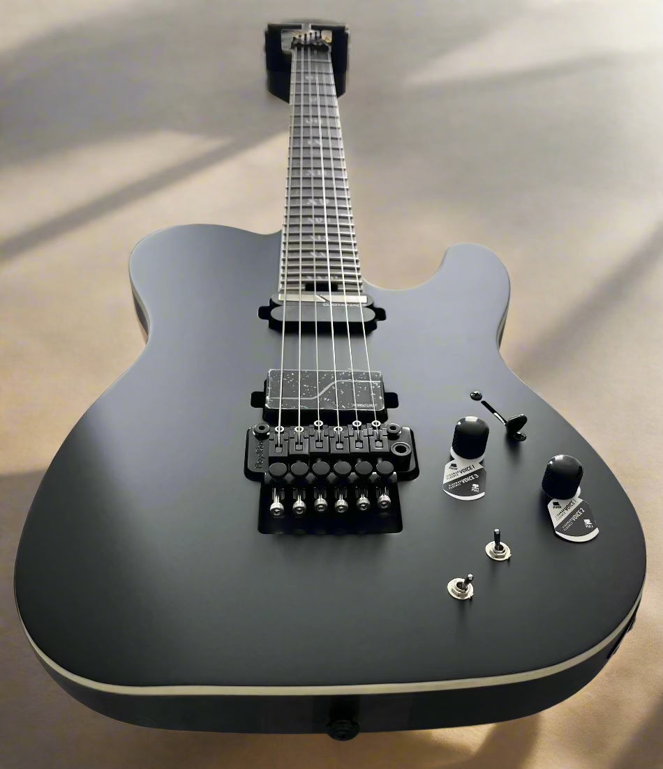 Schecter Pt 6 Fr S SLS ELITE Evil Twin w/ Sustainiac and Floyd Rose Satin Black 1383-SHC SERIAL NUMBER W25020053 - 8.6 LBS