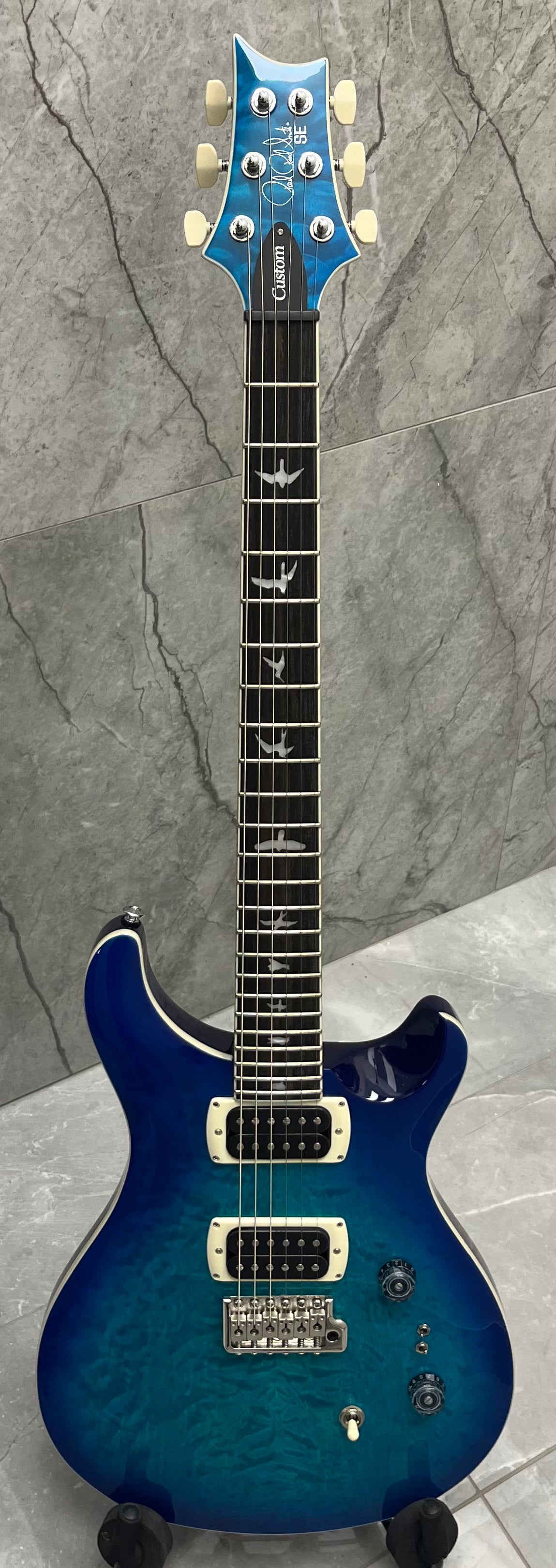 PRS GUITARS SE Custom 24-08 Quilt TOP Lake Blue 115995:LB SERIAL NUMBER CTIH052986 - 7 LBS 9 OZ