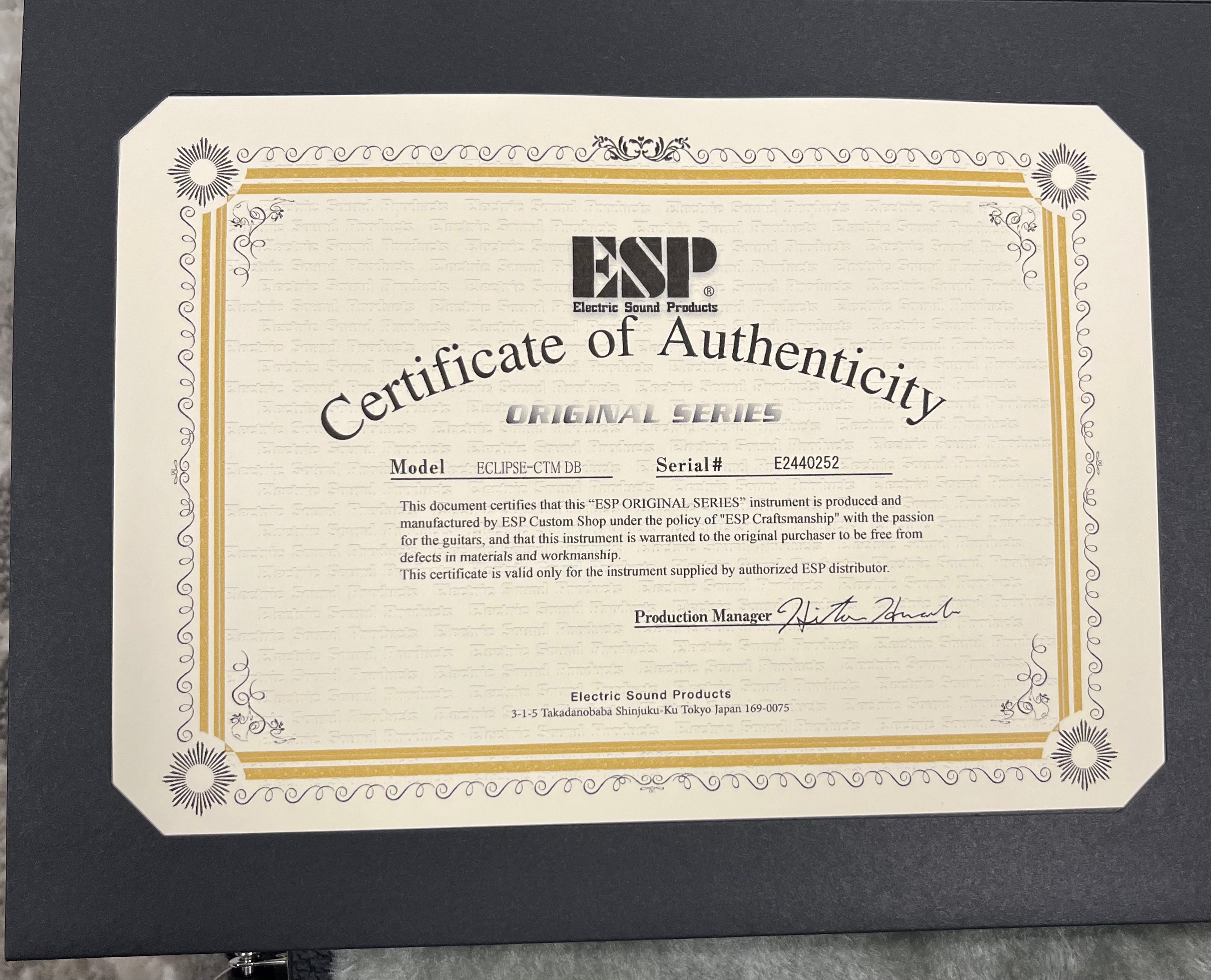 ESP ORIGINAL SERIES ECLIPSE CUSTOM SILVER LIQUID METAL BURST EECCTMSLMB SERIAL NUMBER E2440252 - 8 LBS 12 OZ