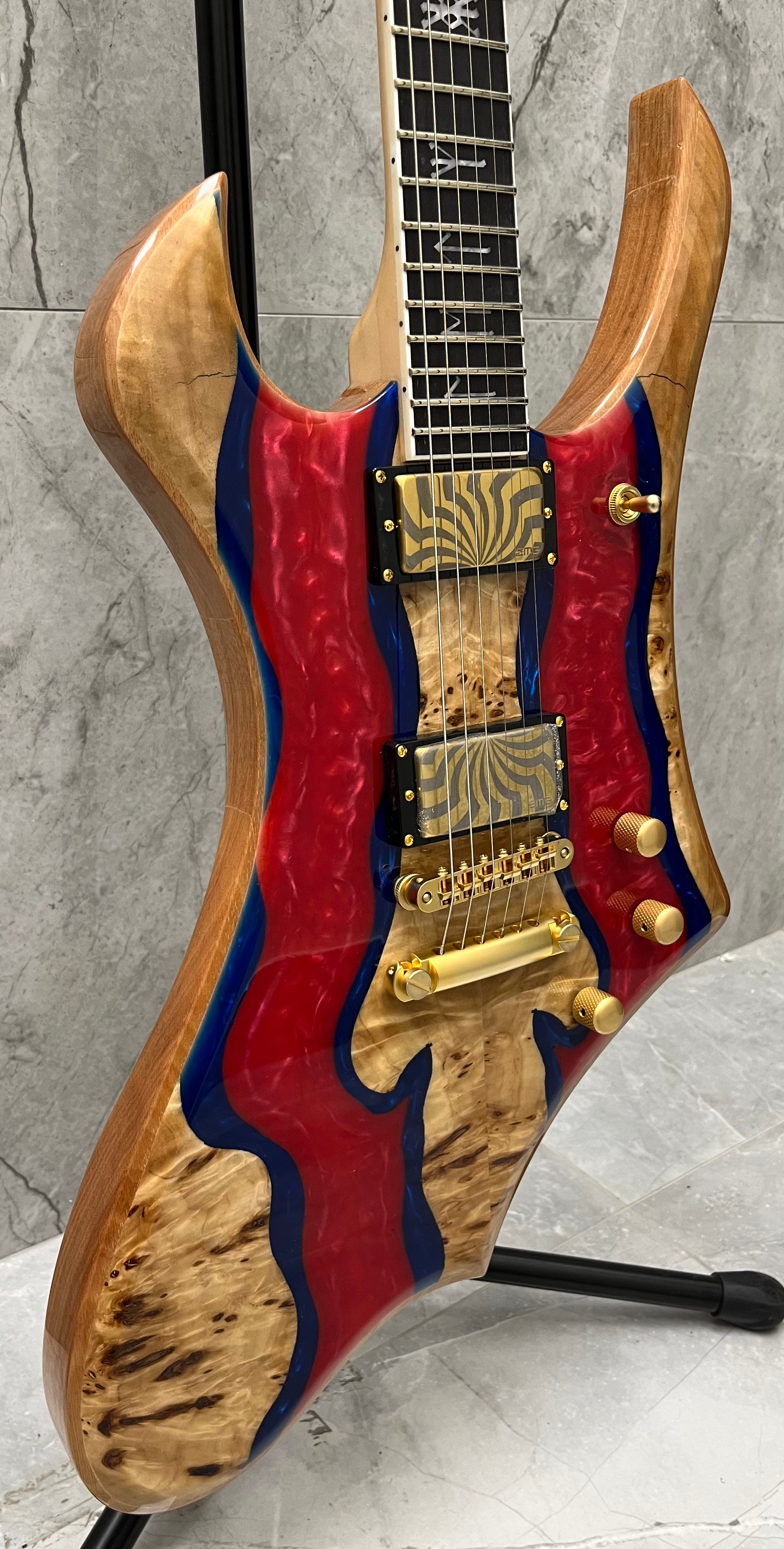 Wylde Audio Goregehn Special Edition Electric Guitar, Blood River Burl 4578-SHC