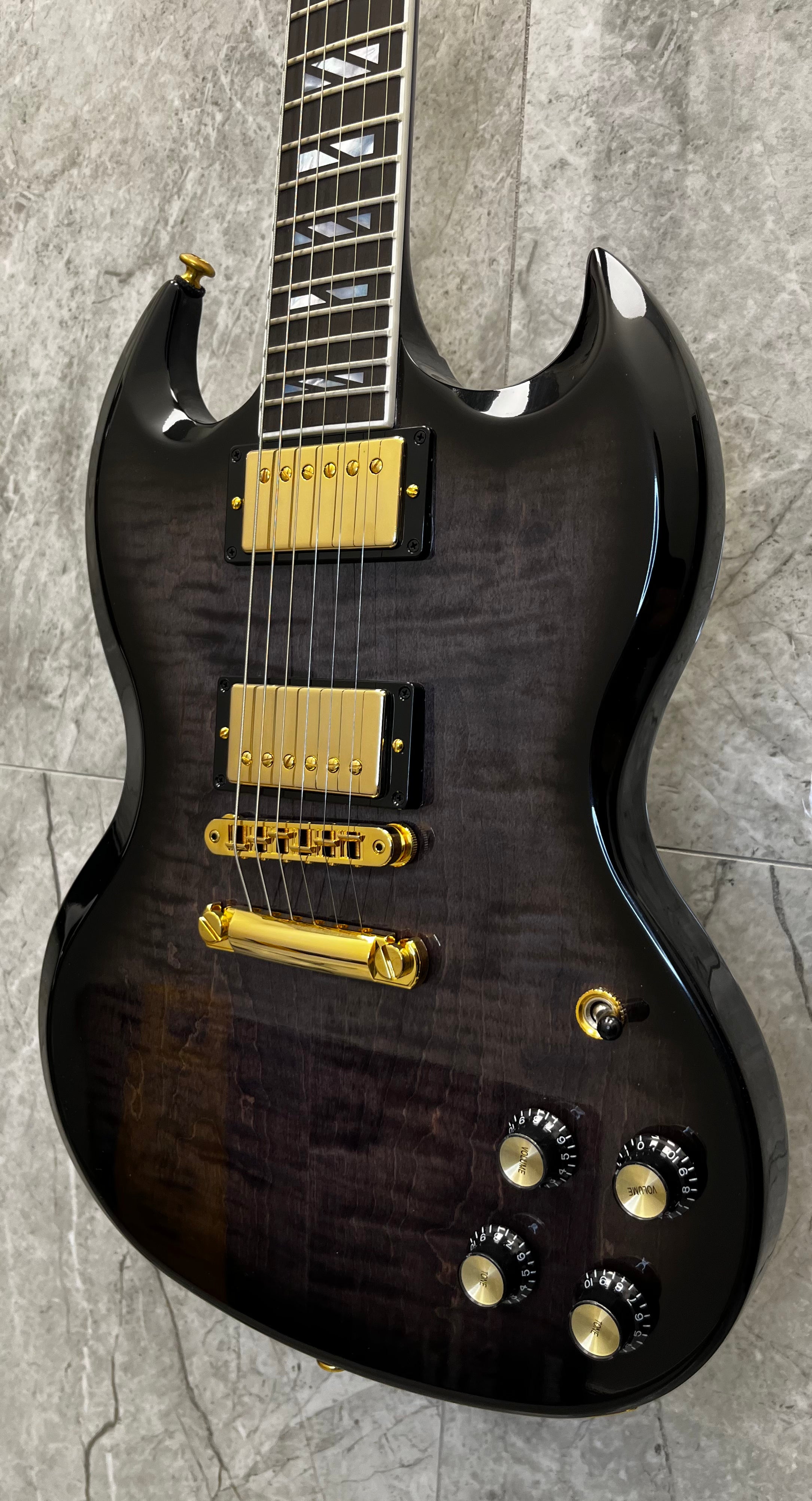 Gibson USA SG Supreme Electric Guitar with Hardshell Case - Translucent Ebony Burst SGSU00E2GH SERIAL NUMBER 231640294 - 7 LBS 13 OZ