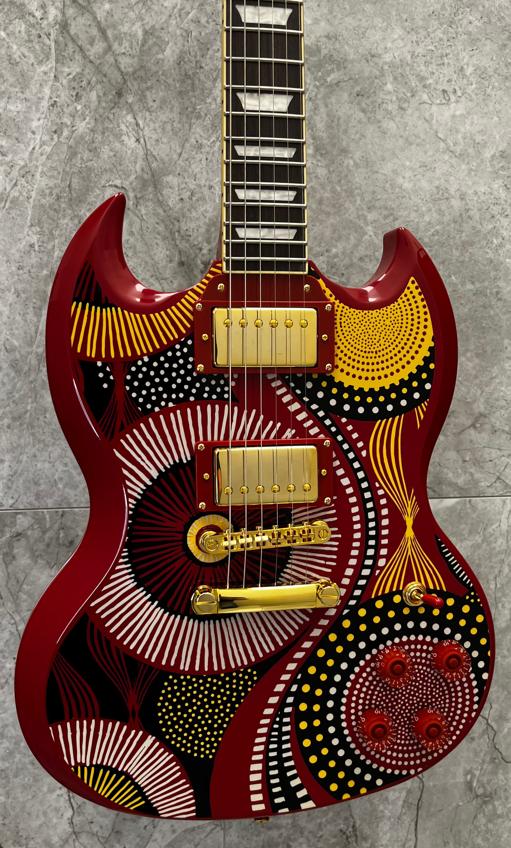 Epiphone Fatoumata Diawara Signature SG EIFDSGMGH W/ HARDSHELL CASE Ember Red with Malian Graphic SERIAL NUMBER 26041526094 - 6 LBS 12 OZ