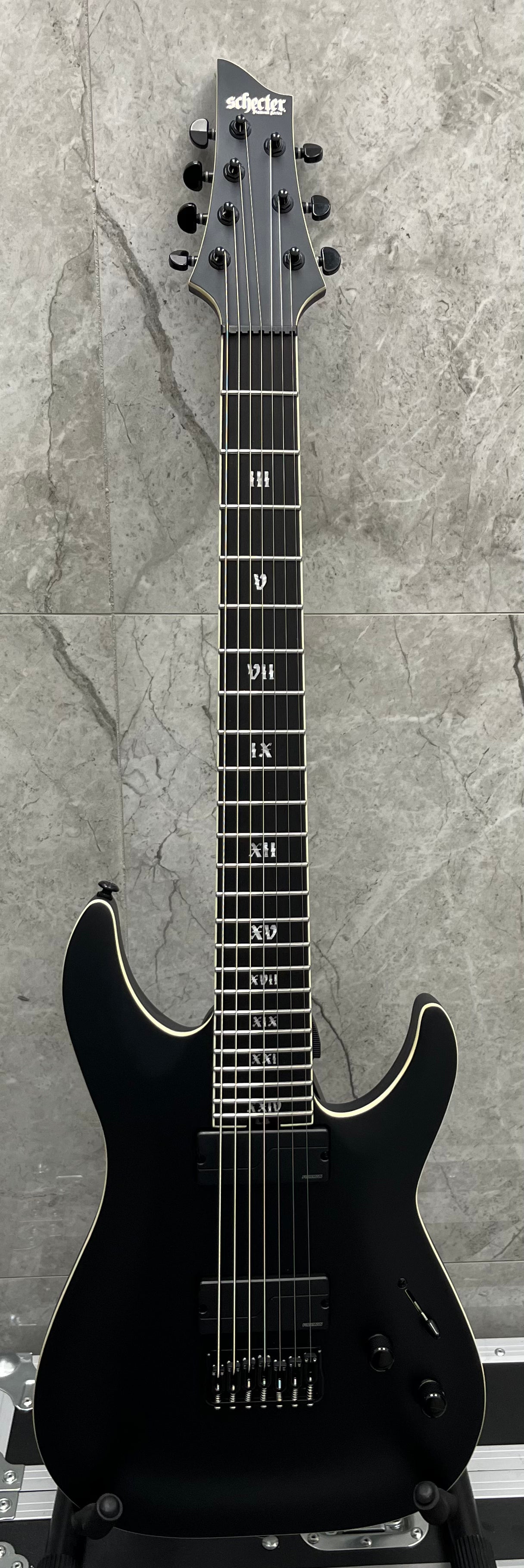 Schecter C-7 SLS 7 Evil Twin Satin Black 7 String 1349-SHC SERIAL NUMBER W24040013 - 8 LBS 5 OZ