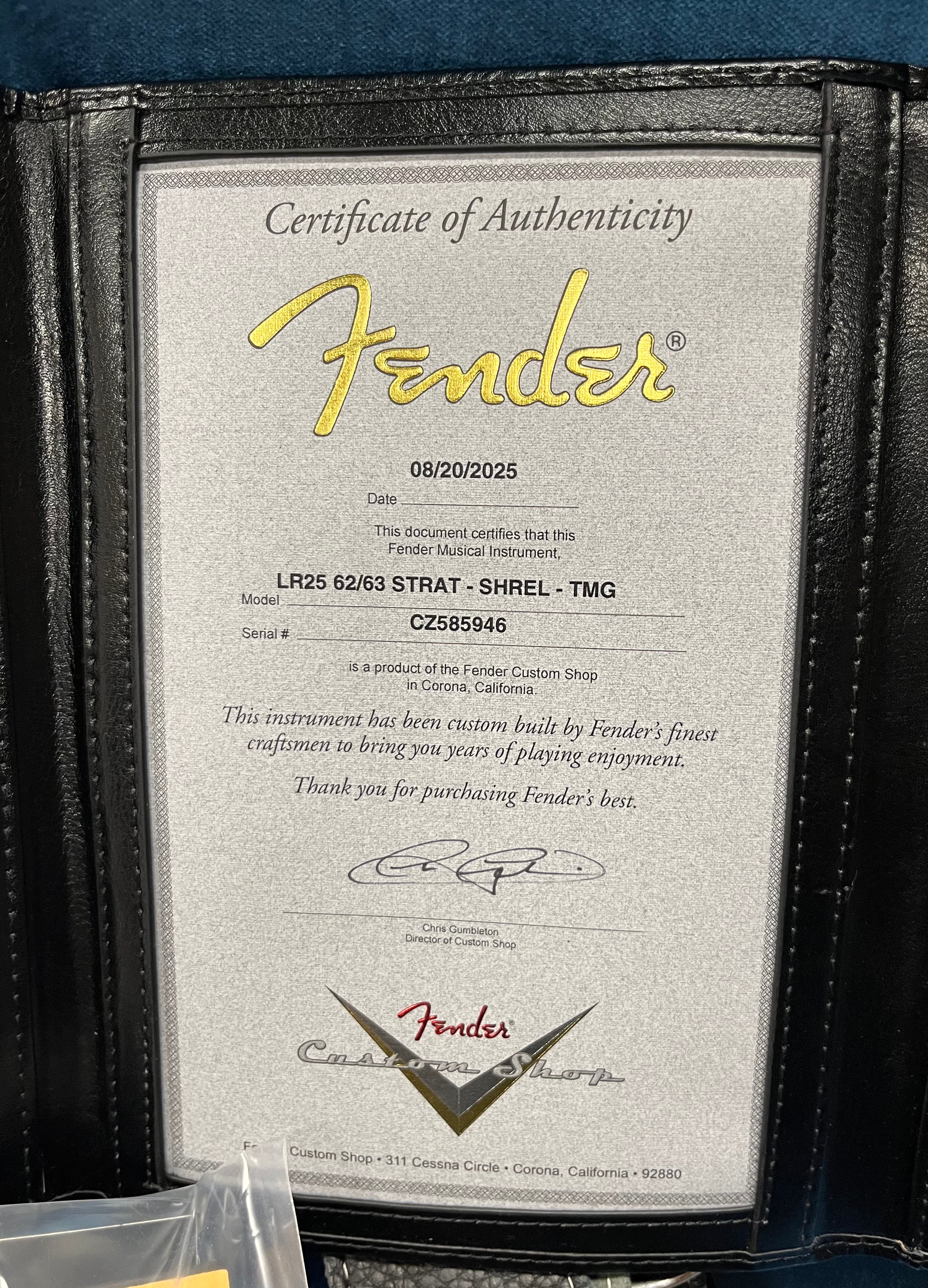 Fender USA Custom Shop Special Run 62/63 Stratocaster Super Heavy Relic Tomatillo Green 9231017115 SERIAL NUMBER CZ585946 - 7 LBS 14 OZ