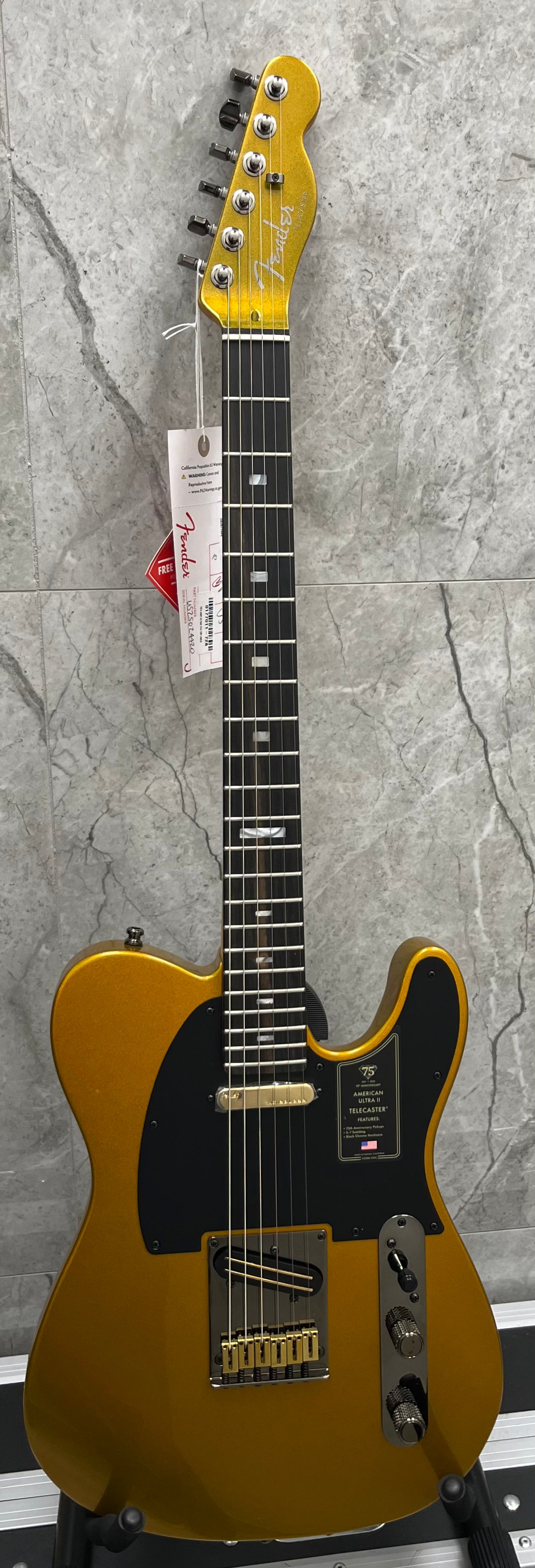 Fender 75th Anniversary American Ultra II Telecaster Ebony Fingerboard, Liquid Gold 0177011728