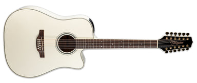Takamine G Series 12 String Dreadnought Acoustic / Electric Guitar With Case, Pearl White GD37CE-12-PW