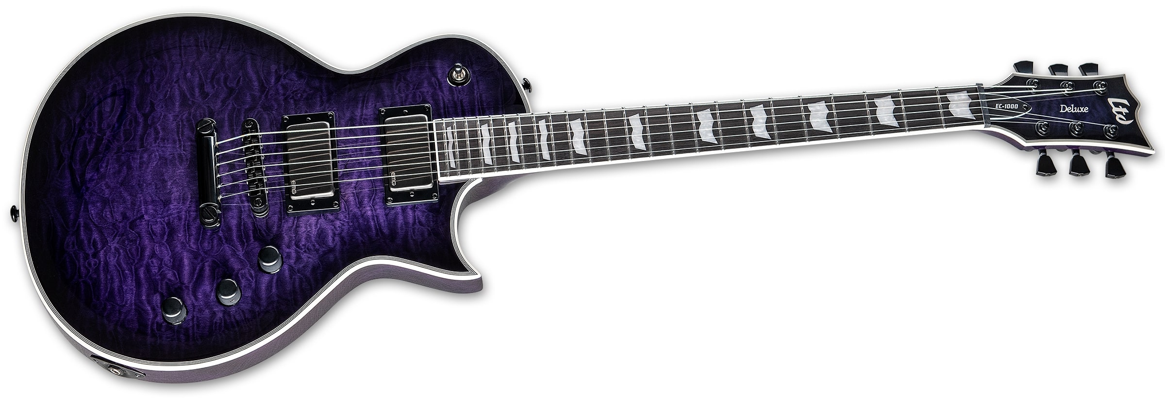 ESP LTD EC-1000 Left-Handed Electric Guitar, See Thru Purple Sunburst LEC1000QMSTPSBLH