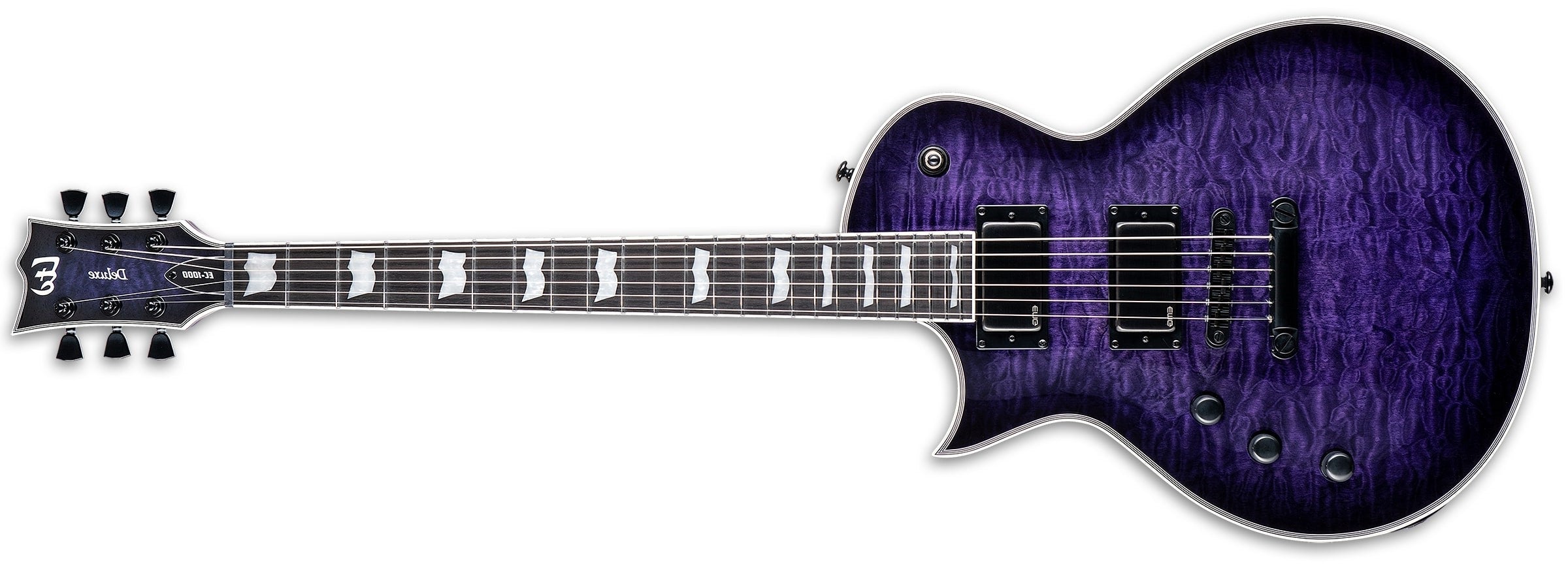 ESP LTD EC-1000 Left-Handed Electric Guitar, See Thru Purple Sunburst LEC1000QMSTPSBLH