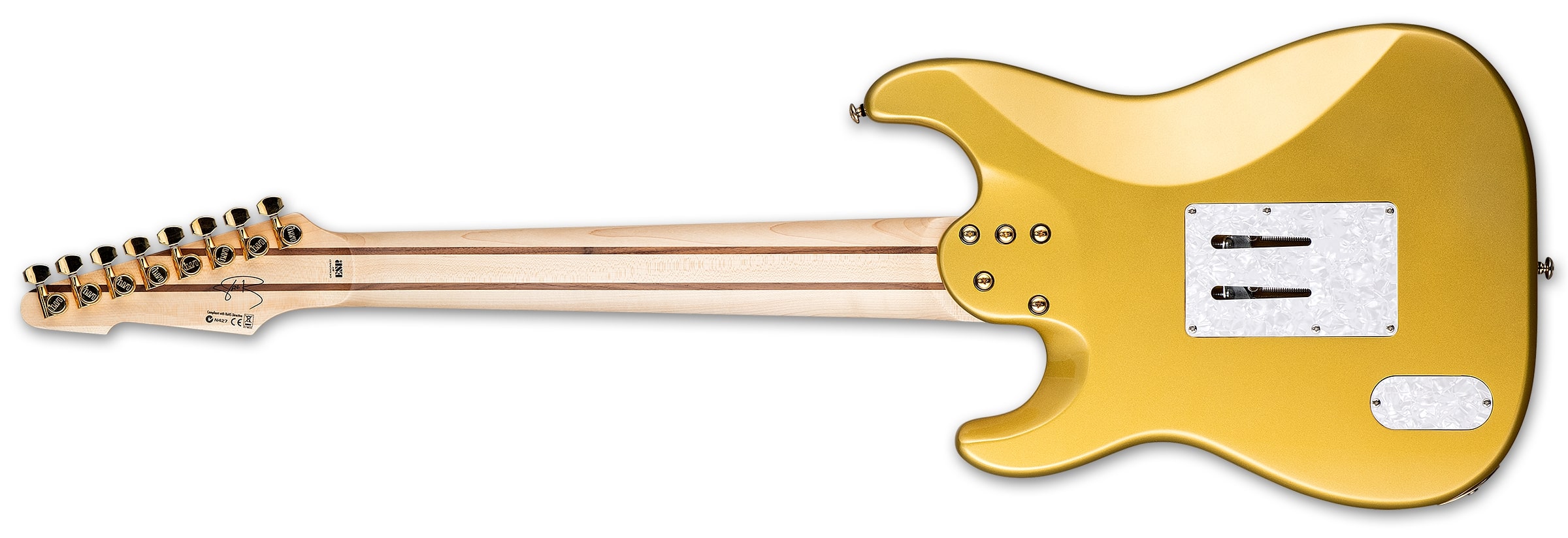 LTD JRV-8 Javier Reyes 8-String Left-Handed Electric Guitar, Metallic Gold LJRV8MGOLH