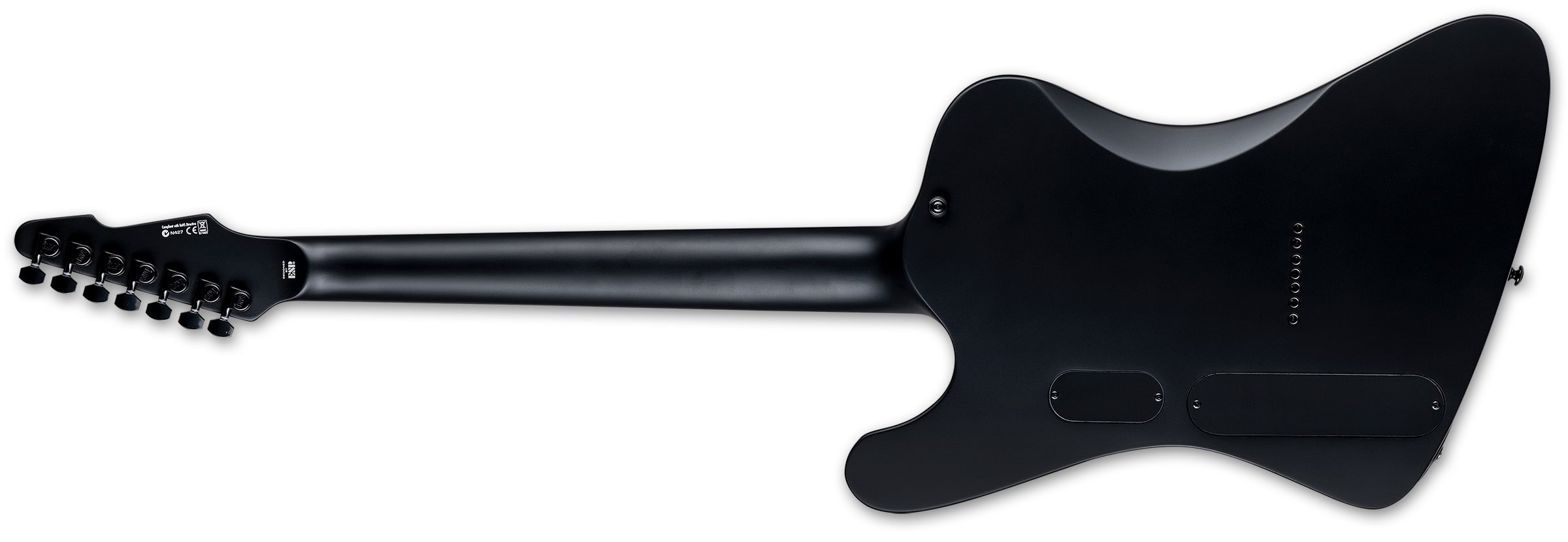 ESP LTD Phoenix-7 Baritone Black Metal 7 String Electric Guitar, Black Satin LPHOENIX7BBKMBLKS