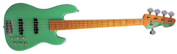 Markbass GV 5 Gloxy 5 String Electric Bass, Surf Green MB-GV-5-GLOXY-GR-CR-MP