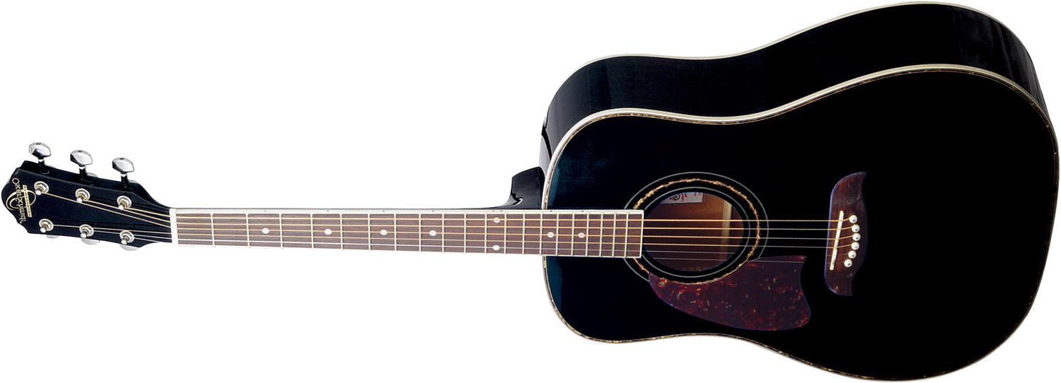 Oscar Schmidt 6 String Dreadnought Left Hand Acoustic Guitar - Black OG2BLH-A