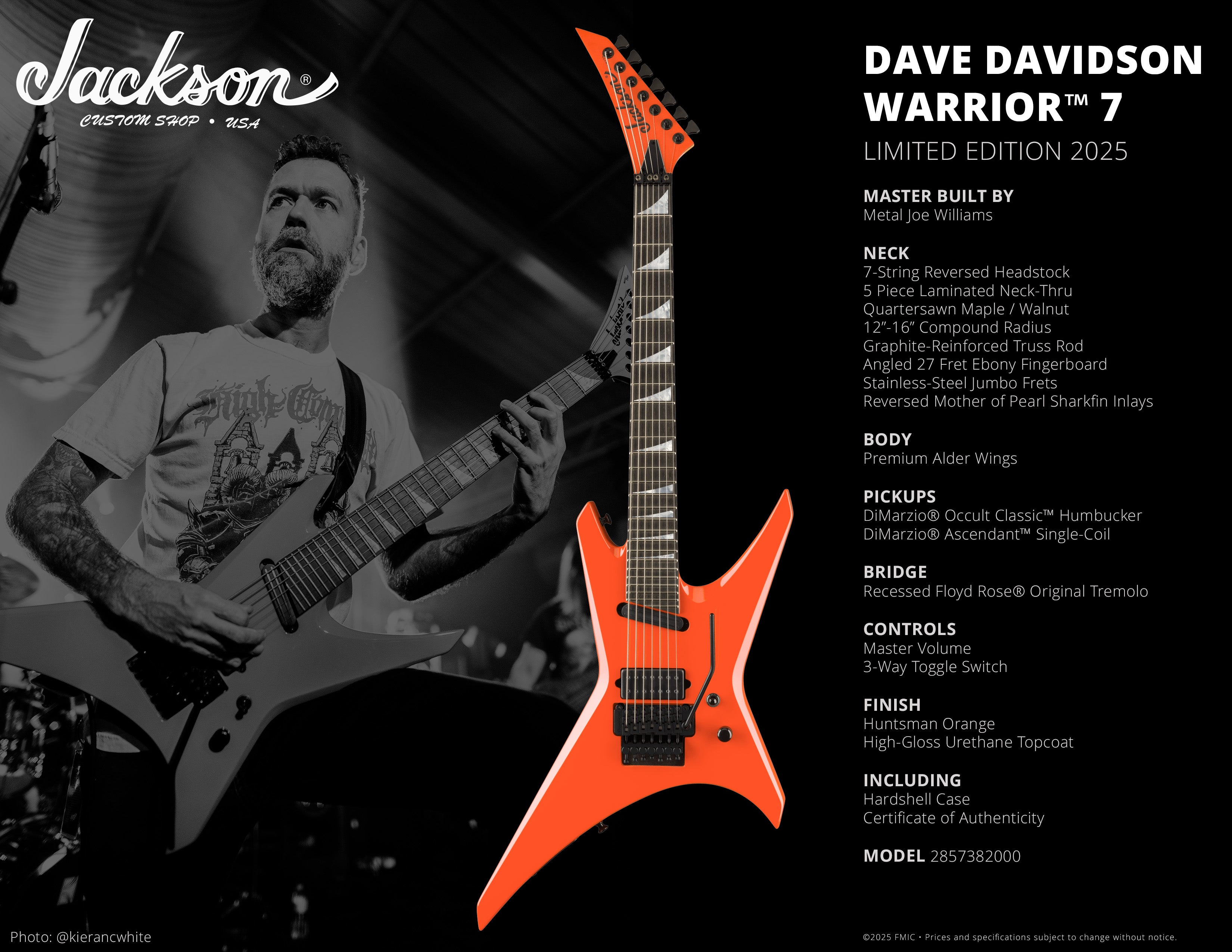 Jackson MASTER BUILT CUSTOM SHOP LIMITED EDITION DAVE DAVIDSON WARRIOR  7 - Master Built by “Metal” Joe Williams 2857382000
