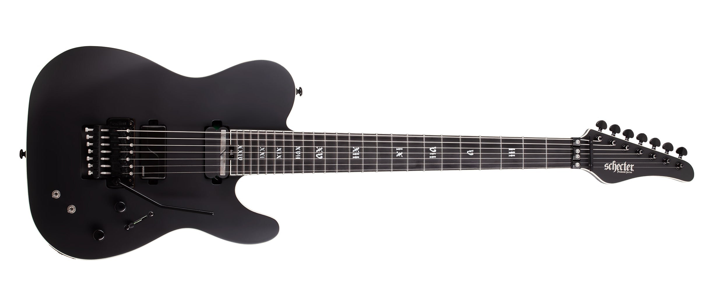 Schecter Pt 7 String Fr S SLS ELITE Evil Twin w/ Sustainiac and Floyd Rose Satin Black 1384-SHC