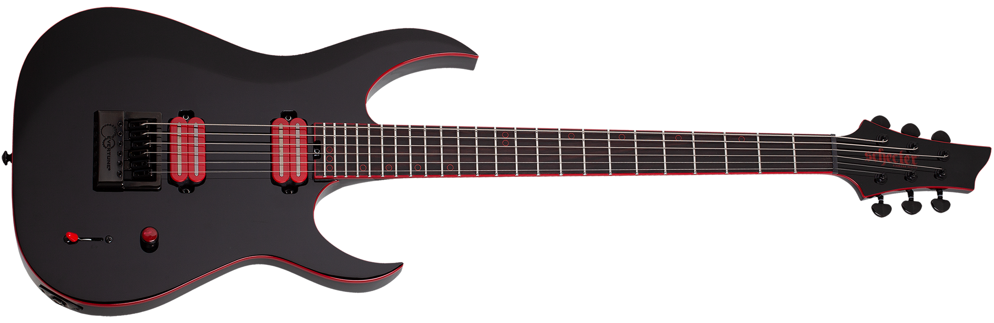 Schecter Sunset-6 ET EVERTUNE EX Red Dawn Electric Guitar, Gloss Black 3894-SHC