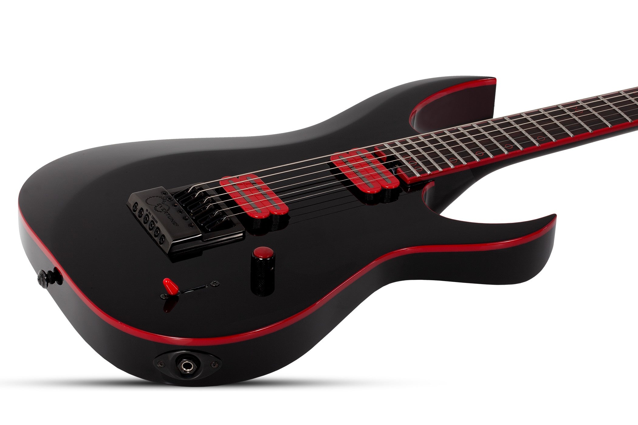 Schecter Sunset-6 ET EVERTUNE EX Red Dawn Electric Guitar, Gloss Black 3894-SHC