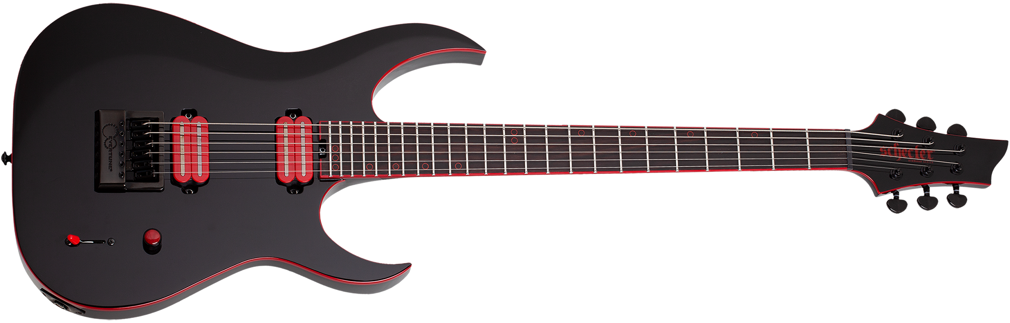 Schecter Sunset-6 ET EVERTUNE Red Dawn Electric Guitar, Gloss Black 3892-SHC