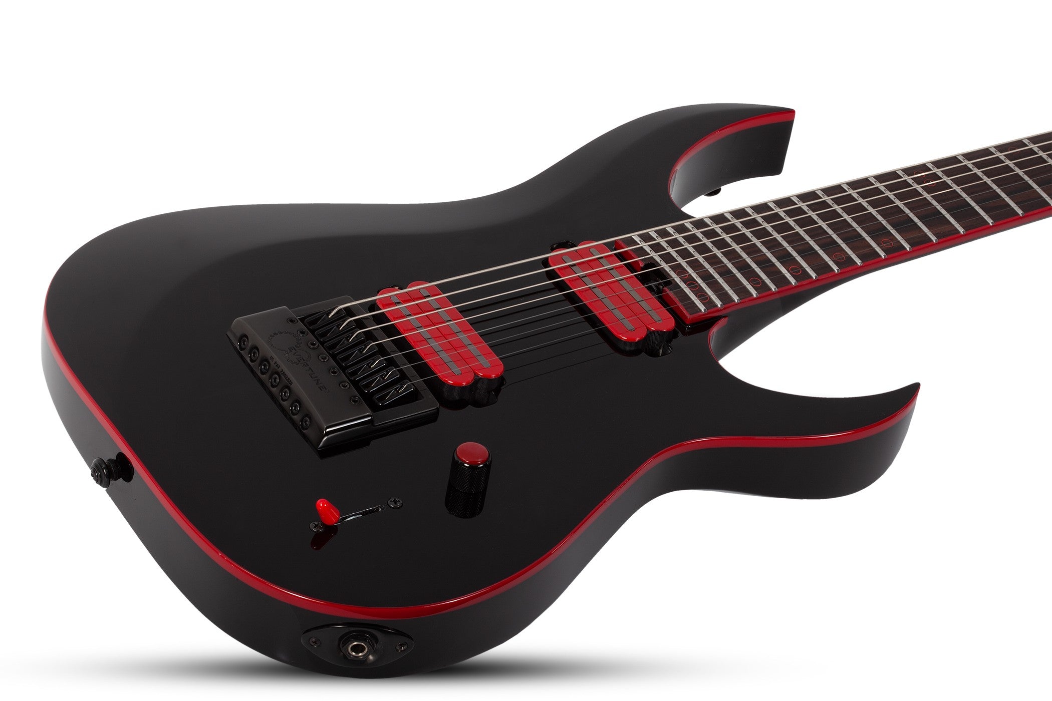 Schecter Sunset-7 ET EVERTUNE Red Dawn 7 String Electric Guitar, Gloss Black 3893-SHC