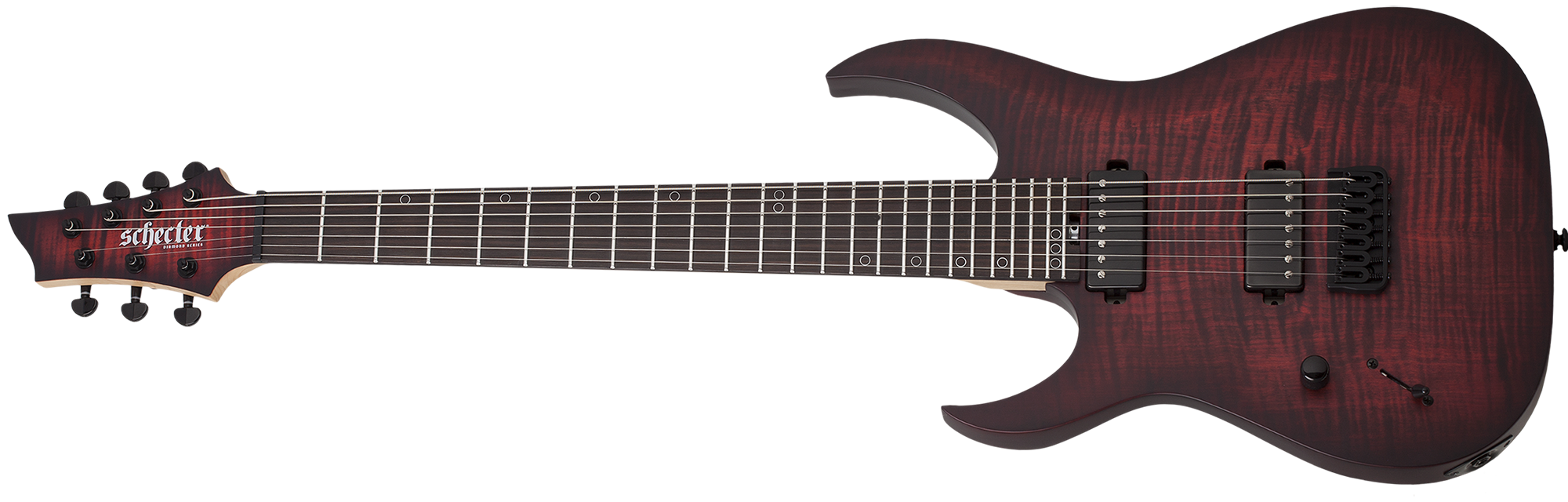Schecter Sunset-7 Extreme 7 String Left Handed Electric Guitar, Satin Scarlet Burst 2577-SHC