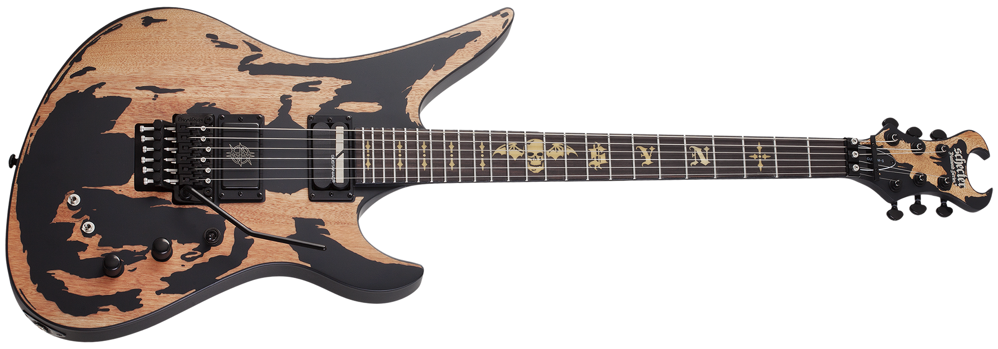 Schecter Synyster Gates Custom-S W/ SUSTAINIAC Distressed Satin Black 1749-SHC