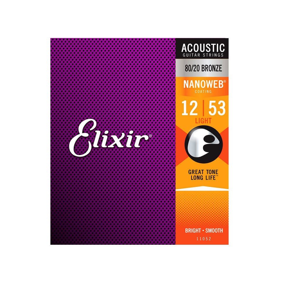 Elixir Acoustic Guitar 6 String Set 12-53 NanoWeb 80/20 Bronze Light 11052