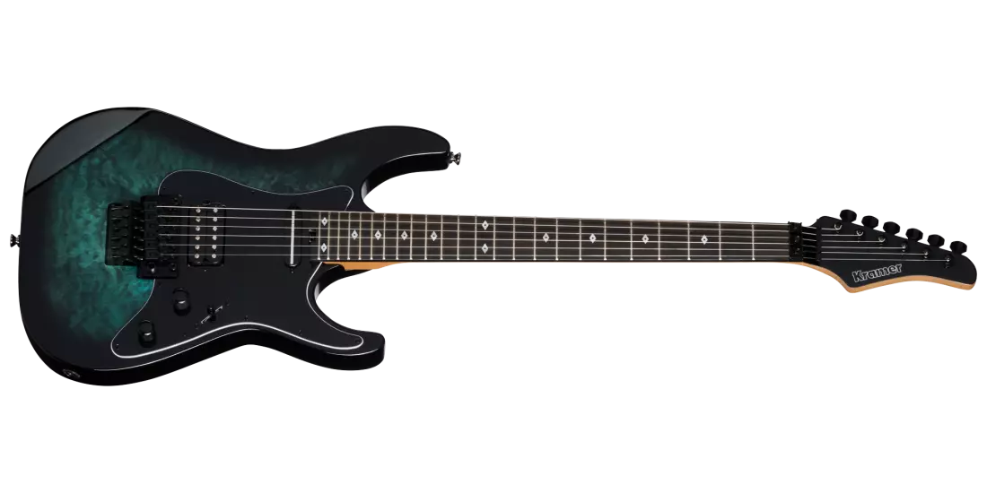 Kramer Volante Quilt HSFR Electric Guitar with Gigbag - Aqua Burst KVOQHSAQBBF