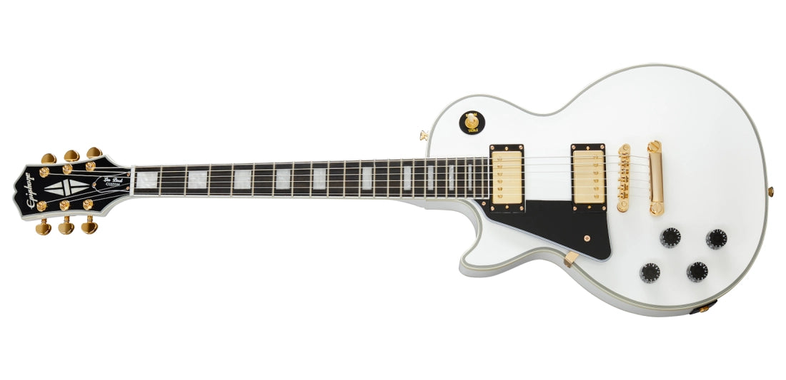 Epiphone Les Paul Custom Electric Guitar, Left Handed - Alpine Epiphone Les Paul Custom Electric Guitar, Left Handed - Alpine