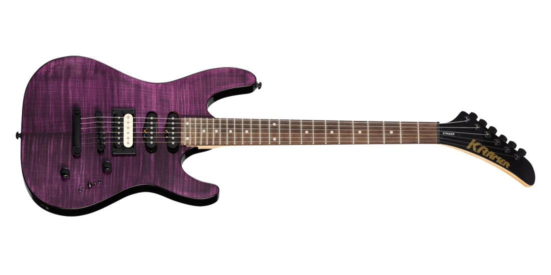 Kramer Striker Figured HSS w/Stop Bar Tailpiece - Transparent Purple KSFLSTHSSTPBH