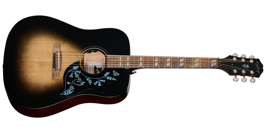Epiphone Eric Church Hummingbird Dark Acoustic/Electric Guitar with Hardshell Case - Cobra Burst ESAECCBNH