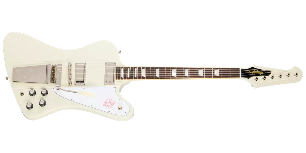 Epiphone 1963 Firebird V with Maestro Vibrola Reissue Electric Guitar with Hardshell Case - Polaris White ECFVR3PWNM