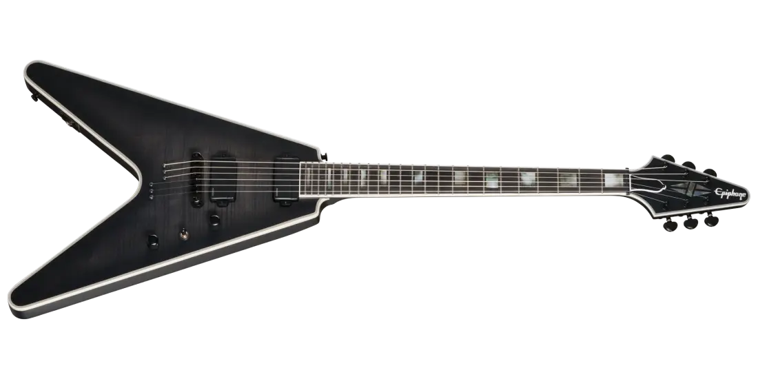 Epiphone Prophecy Flying V Electric Guitar with Case - Obsidian Storm Satin EYFFOSSBH