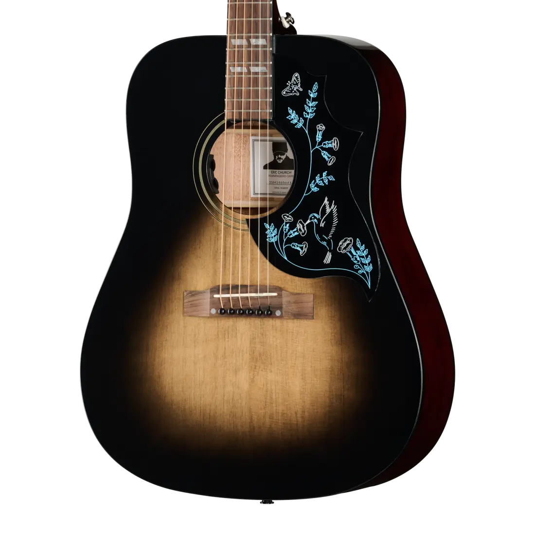 Epiphone Eric Church Hummingbird Dark Acoustic/Electric Guitar with Hardshell Case - Cobra Burst ESAECCBNH