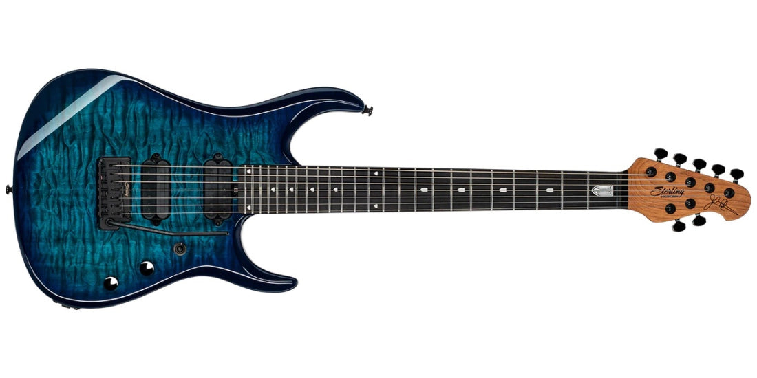 Sterling by Music Man JP157 DiMarzio 7-String Electric Guitar - Cerulean Paradise JP157DQM-CPD