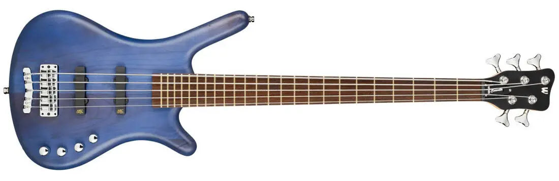 Warwick RockBass Corvette Basic 5 String Bass Guitar with Gig Bag - Ocean Blue Transparent Satin RB150502AAALDFR