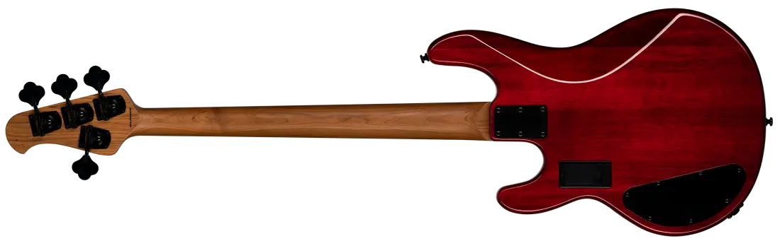 Sterling by Music Man StingRay RAY34 HH with Spalted Maple Top Electric Bass - Blood Orange Burst STRAY34HSMBOBR2
