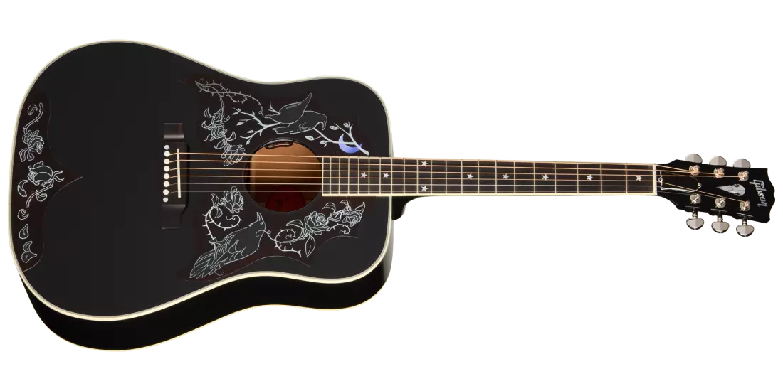 Gibson Custom Shop Kirk Hammett Raven Acoustic Electric Guitar with Hardshell Case - Ebony AMSSKHEB